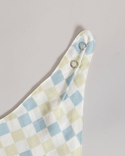 Twingle 100% Organic Muslin Bandana Bib-Dual Layer for Maximum Absorbency-Trusted YKK Snaps-Drivers & Checks Print-Pack of 2-For Infants