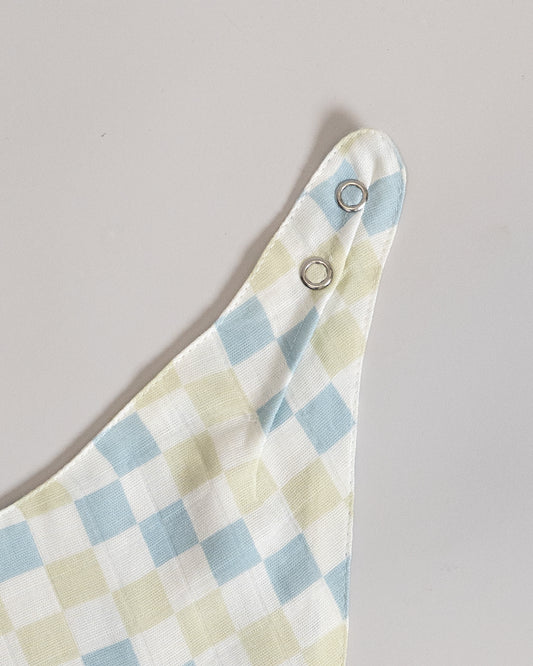 Twingle 100% Organic Muslin Bandana Bib-Dual Layer for Maximum Absorbency-Trusted YKK Snaps-Drivers & Checks Print-Pack of 2-For Infants