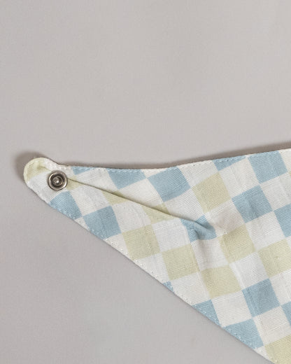 Twingle 100% Organic Muslin Bandana Bib-Dual Layer for Maximum Absorbency-Trusted YKK Snaps-Drivers & Checks Print-Pack of 2-For Infants