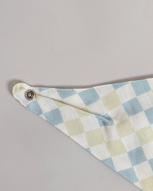 Twingle 100% Organic Muslin Bandana Bib-Dual Layer for Maximum Absorbency-Trusted YKK Snaps-Drivers & Checks Print-Pack of 2-For Infants