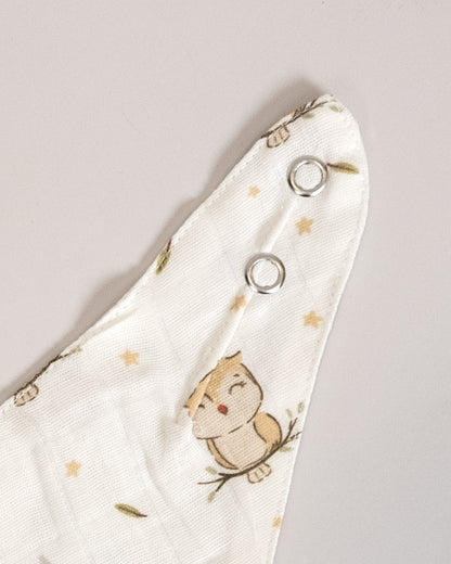 Twingle 100% Organic Muslin Bandana Bib-Dual Layer for Maximum Absorbency-Trusted YKK Snaps-Owls & Stars Print-Pack of 2-For Infants