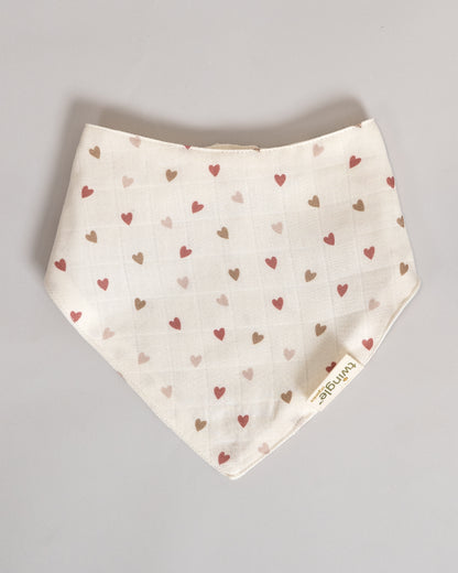 Twingle 100% Organic Muslin Bandana Bib-Dual Layer for Maximum Absorbency-Trusted YKK Snaps-Deer & Hearts Print-Pack of 2-For Infants