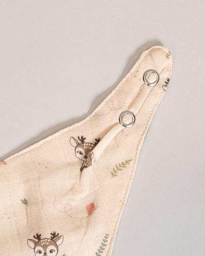 Twingle 100% Organic Muslin Bandana Bib-Dual Layer for Maximum Absorbency-Trusted YKK Snaps-Deer & Hearts Print-Pack of 2-For Infants