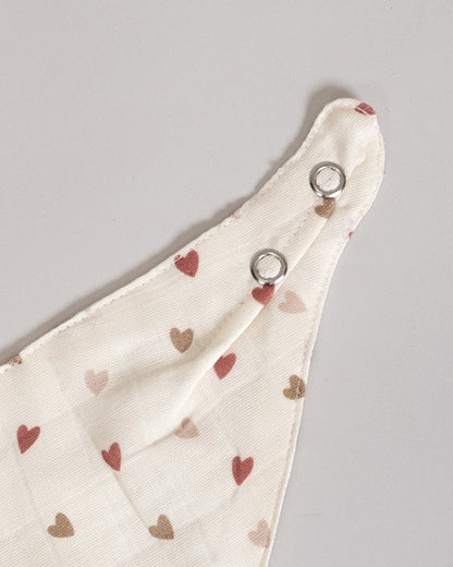 Twingle 100% Organic Muslin Bandana Bib-Dual Layer for Maximum Absorbency-Trusted YKK Snaps-Deer & Hearts Print-Pack of 2-For Infants