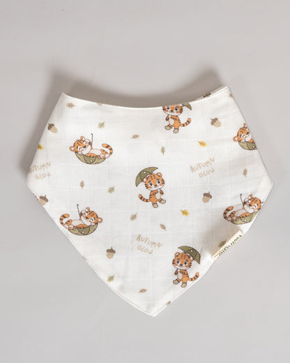 Twingle 100% Organic Muslin Bandana Bib-Dual Layer for Maximum Absorbency-Trusted YKK Snaps-Roar & Autumn Print-Pack of 2-For Infants
