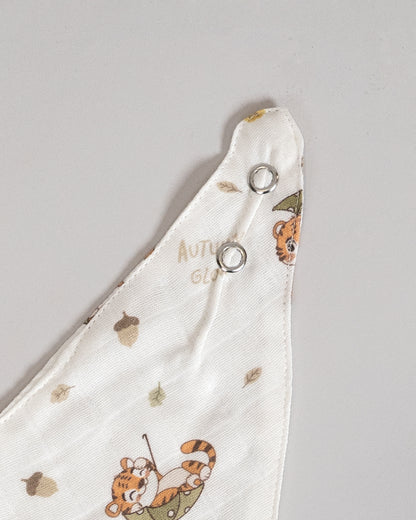 Twingle 100% Organic Muslin Bandana Bib-Dual Layer for Maximum Absorbency-Trusted YKK Snaps-Roar & Autumn Print-Pack of 2-For Infants