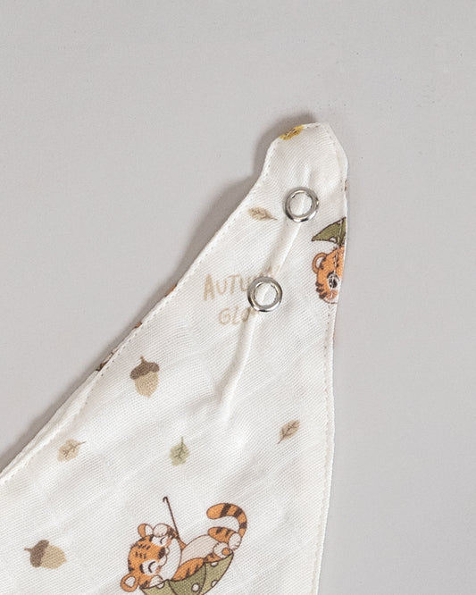 Twingle 100% Organic Muslin Bandana Bib-Dual Layer for Maximum Absorbency-Trusted YKK Snaps-Roar & Autumn Print-Pack of 2-For Infants