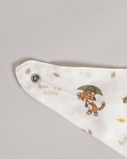 Twingle 100% Organic Muslin Bandana Bib-Dual Layer for Maximum Absorbency-Trusted YKK Snaps-Roar & Autumn Print-Pack of 2-For Infants