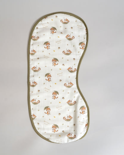 Twingle 100% Organic Muslin Burp Cloth-Reversible Design-Converts to Bib-Trusted YKK Snap-Roar & Autumn Print-Pack of 2-For Infants