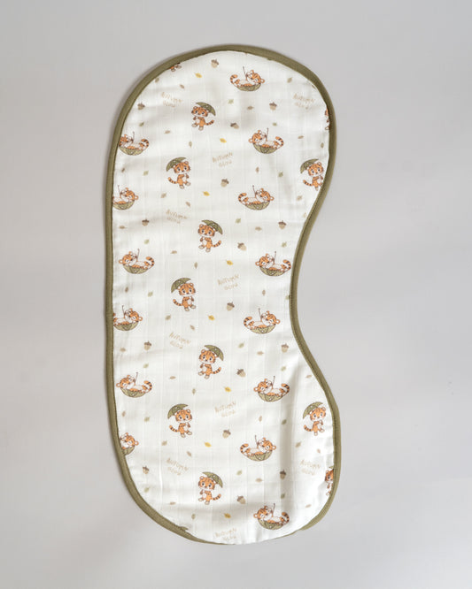 Twingle 100% Organic Muslin Burp Cloth-Reversible Design-Converts to Bib-Trusted YKK Snap-Roar & Autumn Print-Pack of 2-For Infants