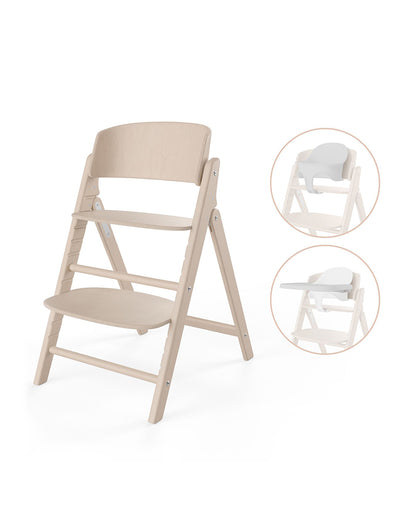 Cybex Click & Fold 3 in 1 High Chair With Baby Set & Tray-Quick & Easy One Hand Unfold-Self Standing When Folded-Individual Height & Depth Adjustment of Seat & Footrest-For 6M to 99Y (Upto 120 Kg)-All Natural Light