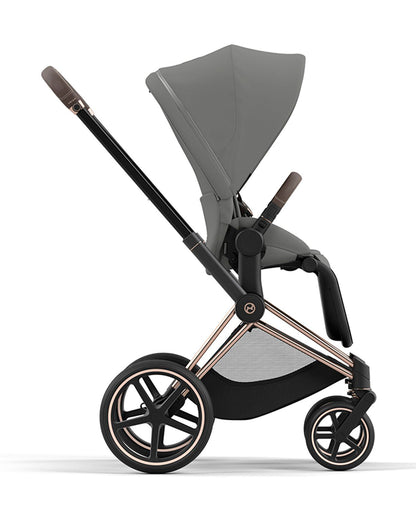 Cybex Priam Stroller-Height Adjustable Parent Handle Bar-Reversible & Flat Reclining Seat-One Hand Fold-Travel System Compatible-2 Years Warranty-For 0 to 4Y (Upto 22 Kg)-Rosegold Frame & Soho Grey Seat