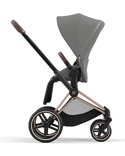 Cybex Priam Stroller-Height Adjustable Parent Handle Bar-Reversible & Flat Reclining Seat-One Hand Fold-Travel System Compatible-2 Years Warranty-For 0 to 4Y (Upto 22 Kg)-Rosegold Frame & Soho Grey Seat