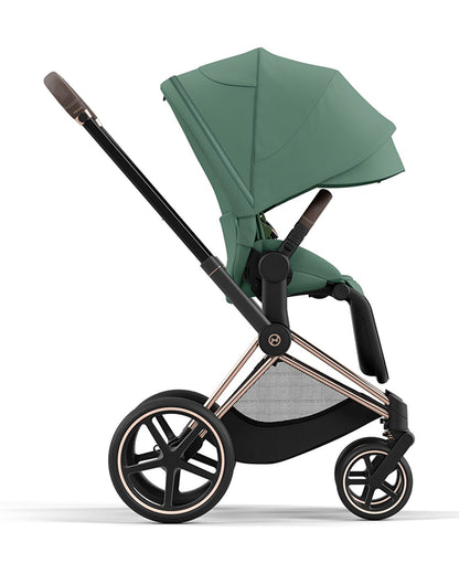 Cybex Priam Stroller-Height Adjustable Parent Handle Bar-Reversible & Flat Reclining Seat-One Hand Fold-Travel System Compatible-2 Years Warranty-For 0 to 4Y (Upto 22 Kg)-Rosegold Frame & Leaf Green Seat