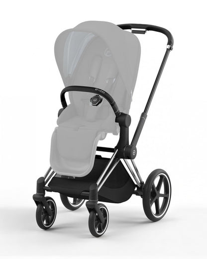 Cybex Priam Stroller-Height Adjustable Parent Handle Bar-Reversible & Flat Reclining Seat-One Hand Fold-Travel System Compatible-2 Years Warranty-For 0 to 4Y (Upto 22 Kg)-Chrome Brown Frame & Soho Grey Seat