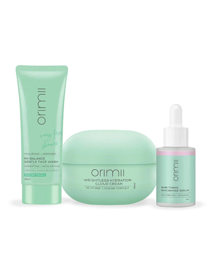 Orimii pH Balance Gentle Face Wash (100ml), Niacinamide Serum (30ml), Weightless Hydration Cloud Cream (100ml)-Pregnancy & Breastfeeding Safe