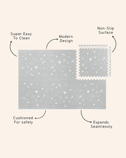 Lille Barn Dreamy Stars Playmat-Includes 6 Waterproof EVA Foam Tiles-0M+