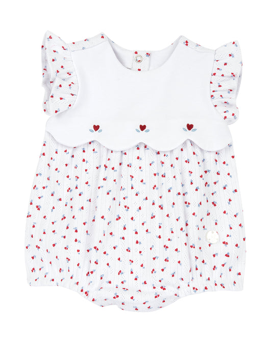 Chicco White Bubble Romper-Printed-Cotton-For Infants