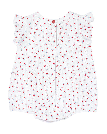 Chicco White Bubble Romper-Printed-Cotton-For Infants