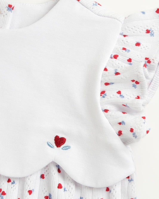 Chicco White Bubble Romper-Printed-Cotton-For Infants