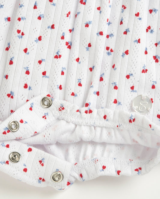 Chicco White Bubble Romper-Printed-Cotton-For Infants