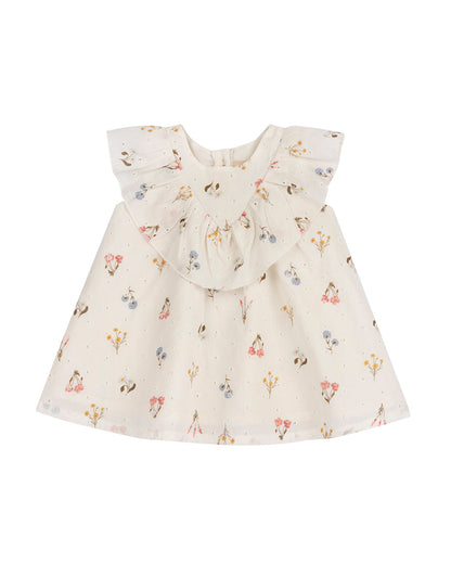 Chicco Natural Frock Dress-Printed-Cotton-For Infants