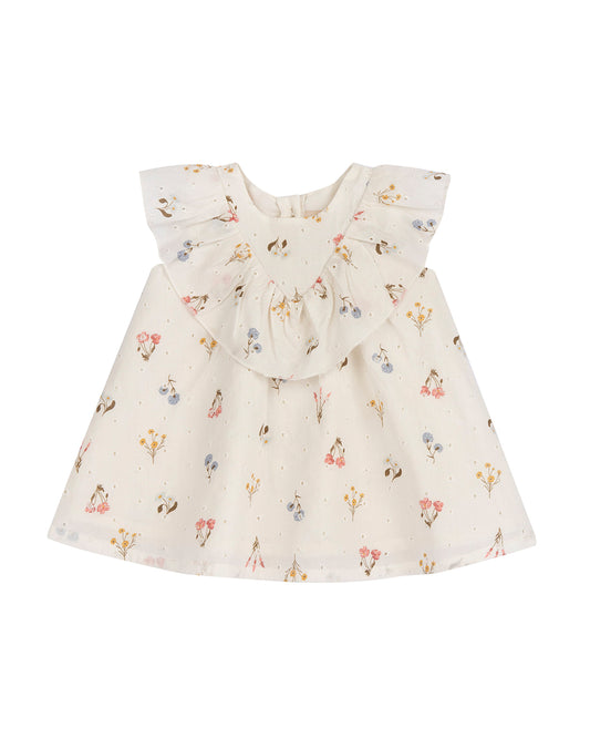 Chicco Natural Frock Dress-Printed-Cotton-For Infants