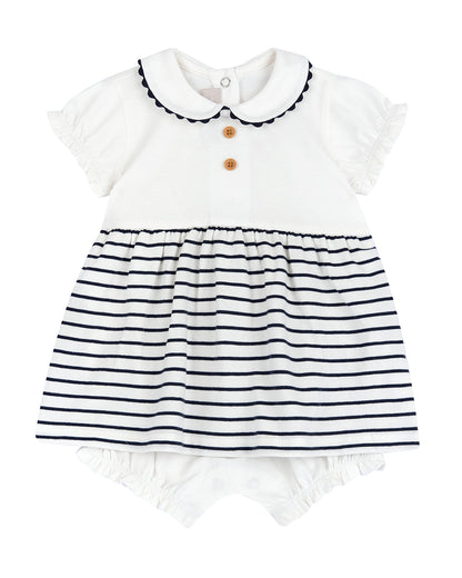 Chicco White & Black Bubble Romper-Striped-Cotton-For Infants