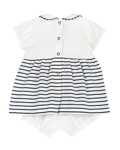 Chicco White & Black Bubble Romper-Striped-Cotton-For Infants