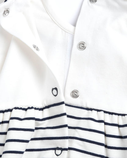 Chicco White & Black Bubble Romper-Striped-Cotton-For Infants