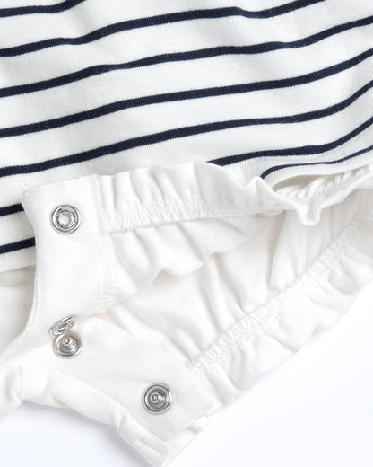 Chicco White & Black Bubble Romper-Striped-Cotton-For Infants