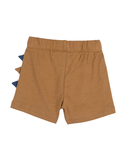 Chicco Navy Blue & Tan T-shirt & Shorts Set-Printed-Cotton-For Infants