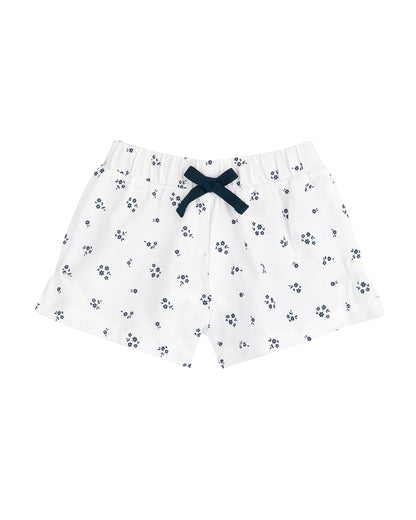Chicco White & Blue Top & Shorts Set-Printed-Cotton-For Infants