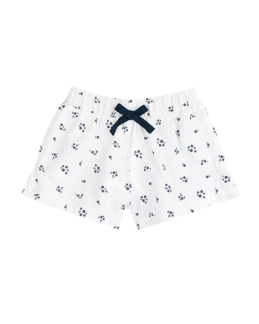 Chicco White & Blue Top & Shorts Set-Printed-Cotton-For Infants