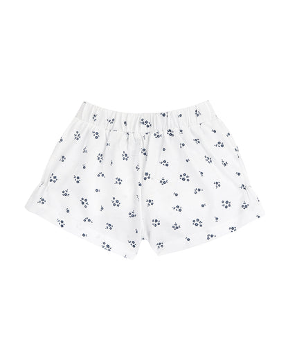Chicco White & Blue Top & Shorts Set-Printed-Cotton-For Infants