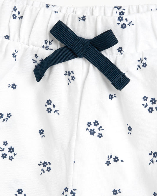 Chicco White & Blue Top & Shorts Set-Printed-Cotton-For Infants