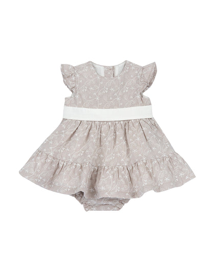 Chicco Natural Frock Dress with Bloomer-Printed-Cotton-For Infants