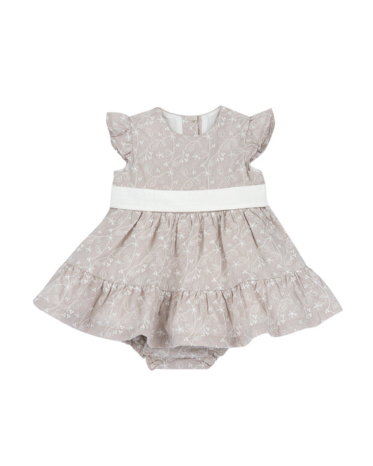 Chicco Natural Frock Dress with Bloomer-Printed-Cotton-For Infants