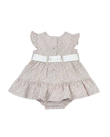 Chicco Natural Frock Dress with Bloomer-Printed-Cotton-For Infants