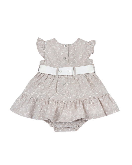 Chicco Natural Frock Dress with Bloomer-Printed-Cotton-For Infants
