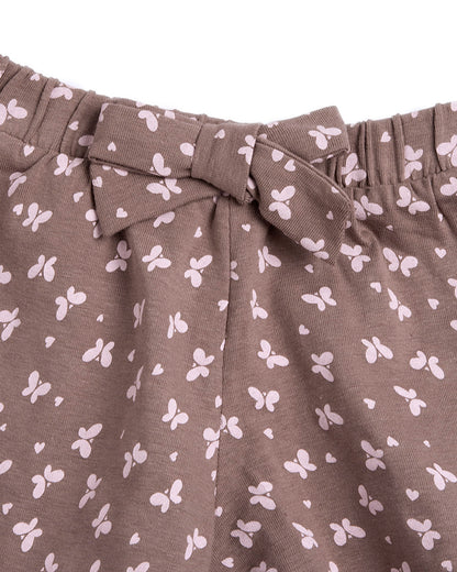 Chicco Pink & Natural T-shirt & Shorts Set-Printed-Cotton-For Infants