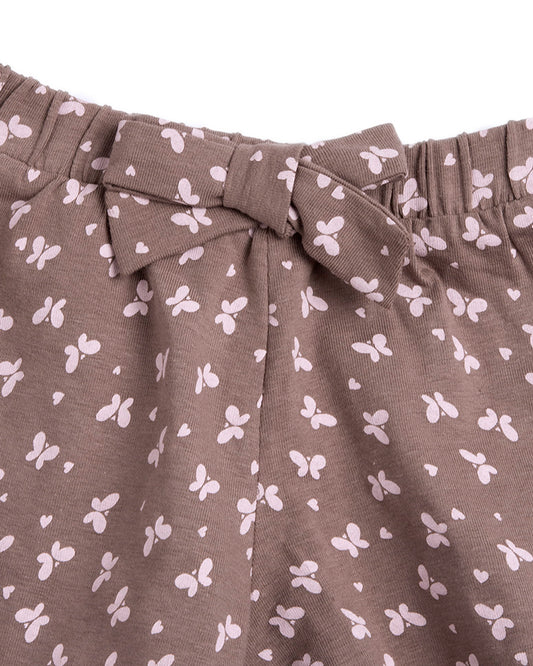Chicco Pink & Natural T-shirt & Shorts Set-Printed-Cotton-For Infants