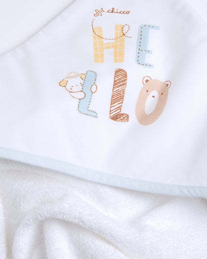 Chicco Hooded Baby Bath Towel-Organic Cotton-Light Blue