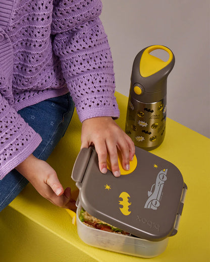 b.box School Essentials Kit-Mini Lunch Box(1000ml)-Tritan Straw Sipper(650ml)-Batman-3Y+