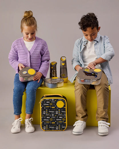 b.box School Essentials Kit-Mini Lunch Box(1000ml)-Tritan Straw Sipper(650ml)-Batman-3Y+