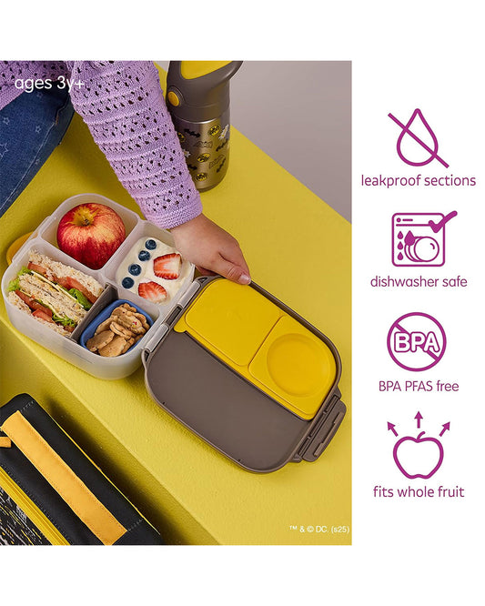 b.box Batman Mini Lunchbox-Flexi Fruit Holder-Adjustable Divider-1000ml-36M+
