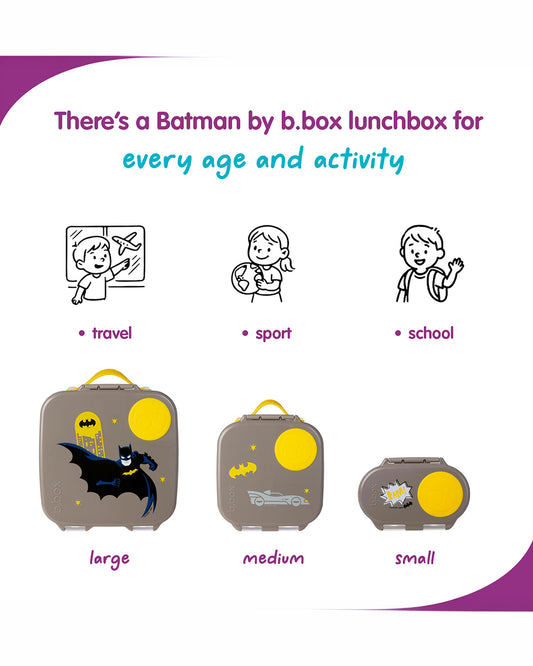 b.box Batman Mini Lunchbox-Flexi Fruit Holder-Adjustable Divider-1000ml-36M+