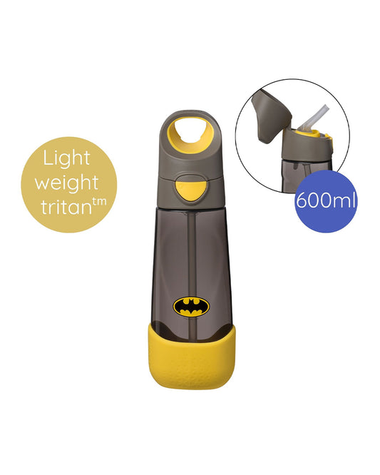 b.box Batman Tritan Straw Sipper-One Touch Open & Lock Lid-Spill Proof Straw Top-600ml-12M+