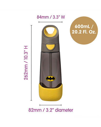 b.box Batman Tritan Straw Sipper-One Touch Open & Lock Lid-Spill Proof Straw Top-600ml-12M+