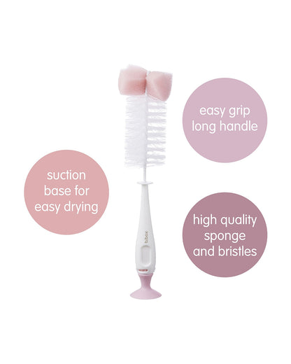 b.box 2-in-1 Bottle & Nipple Cleaning Brush-Comes with Separate Teat Cleaner-Soft Bristles For Scratch Free Clean-Blush
